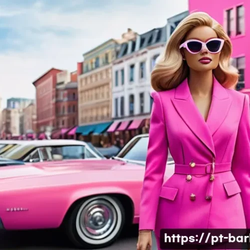바비인형과 패션 브랜드 협업 - **Prompt: Empowered Barbiecore Fashionista in a Pink Cityscape**
    A confident and stylish adult w...